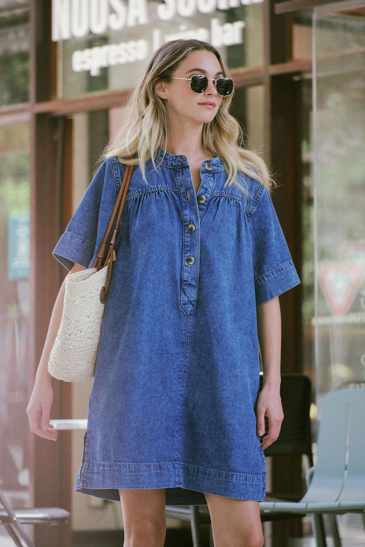 Half Placket Tunic Dress