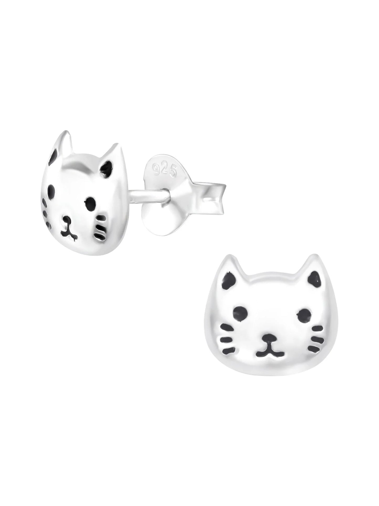 Silver Cat Stud Earrings