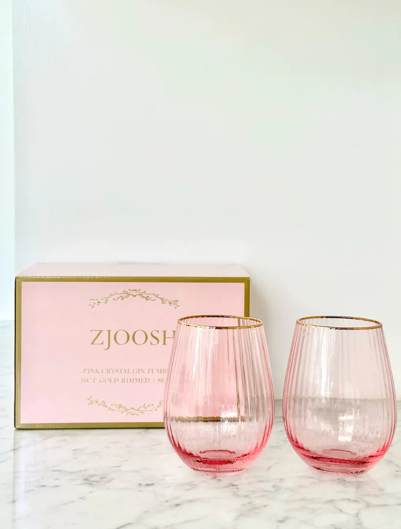 Soiree Crystal Gin Tumbler Pink (Set of 2)