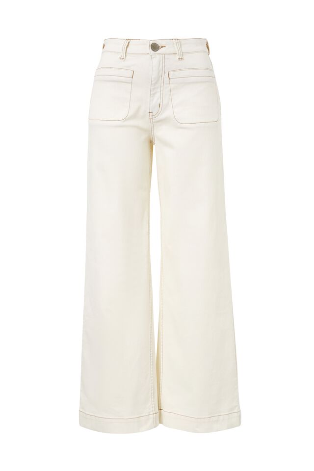 Wide Leg Pocket Jean - White