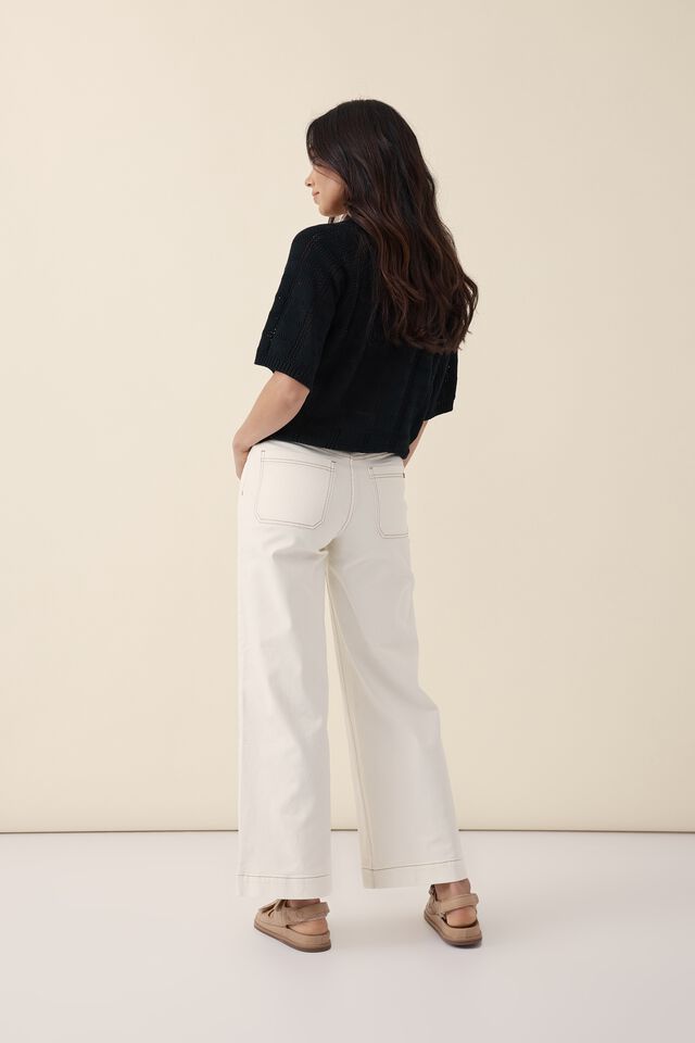 Wide Leg Pocket Jean - White