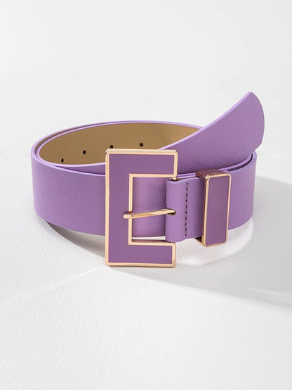 Purple Geometric Buckle Belt