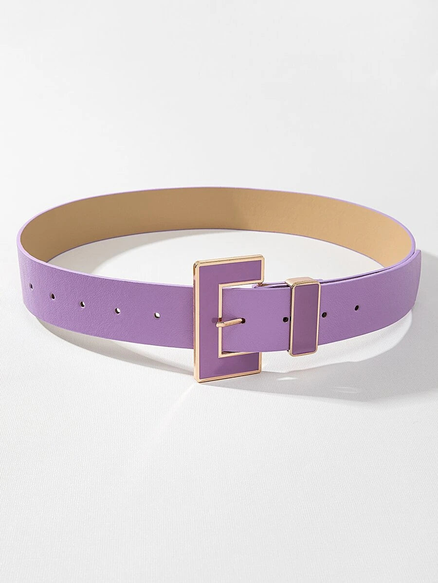 Purple Geometric Buckle Belt