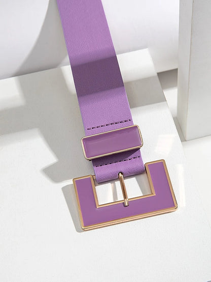 Purple Geometric Buckle Belt