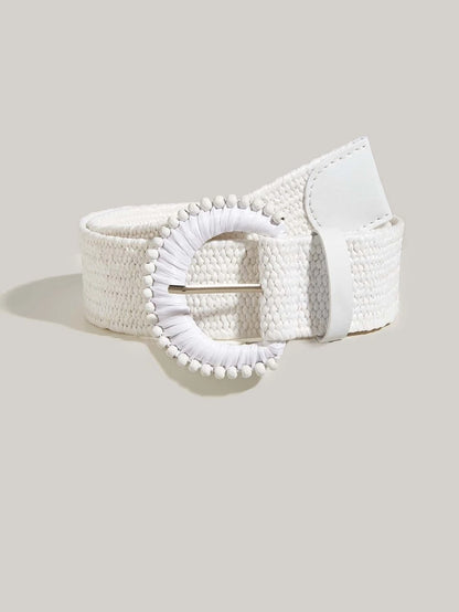 White Stretchy Straw Belt