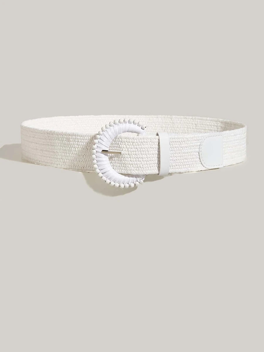 White Stretchy Straw Belt