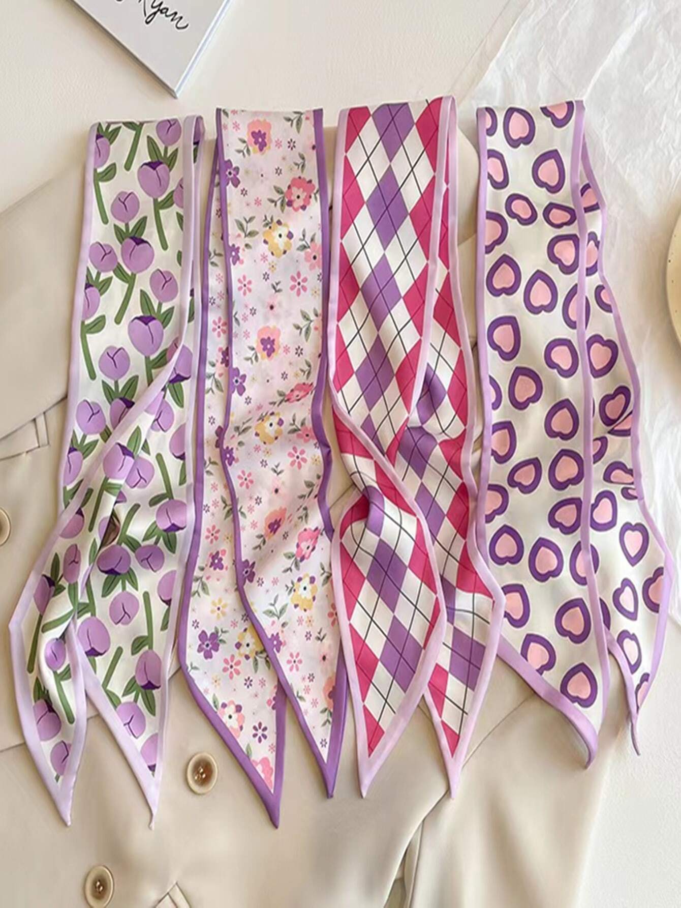 Purple Pattern Twilly Scarf