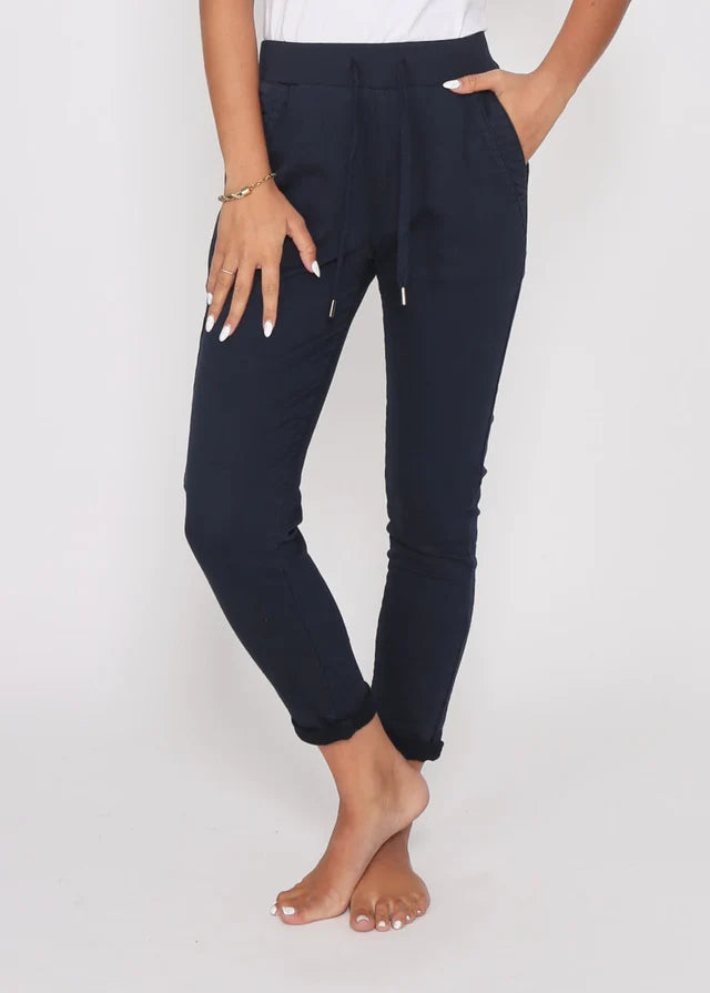 Riley Stretch Denim Joggers - Ink