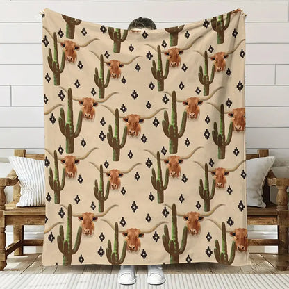 Cactus Cow Blanket