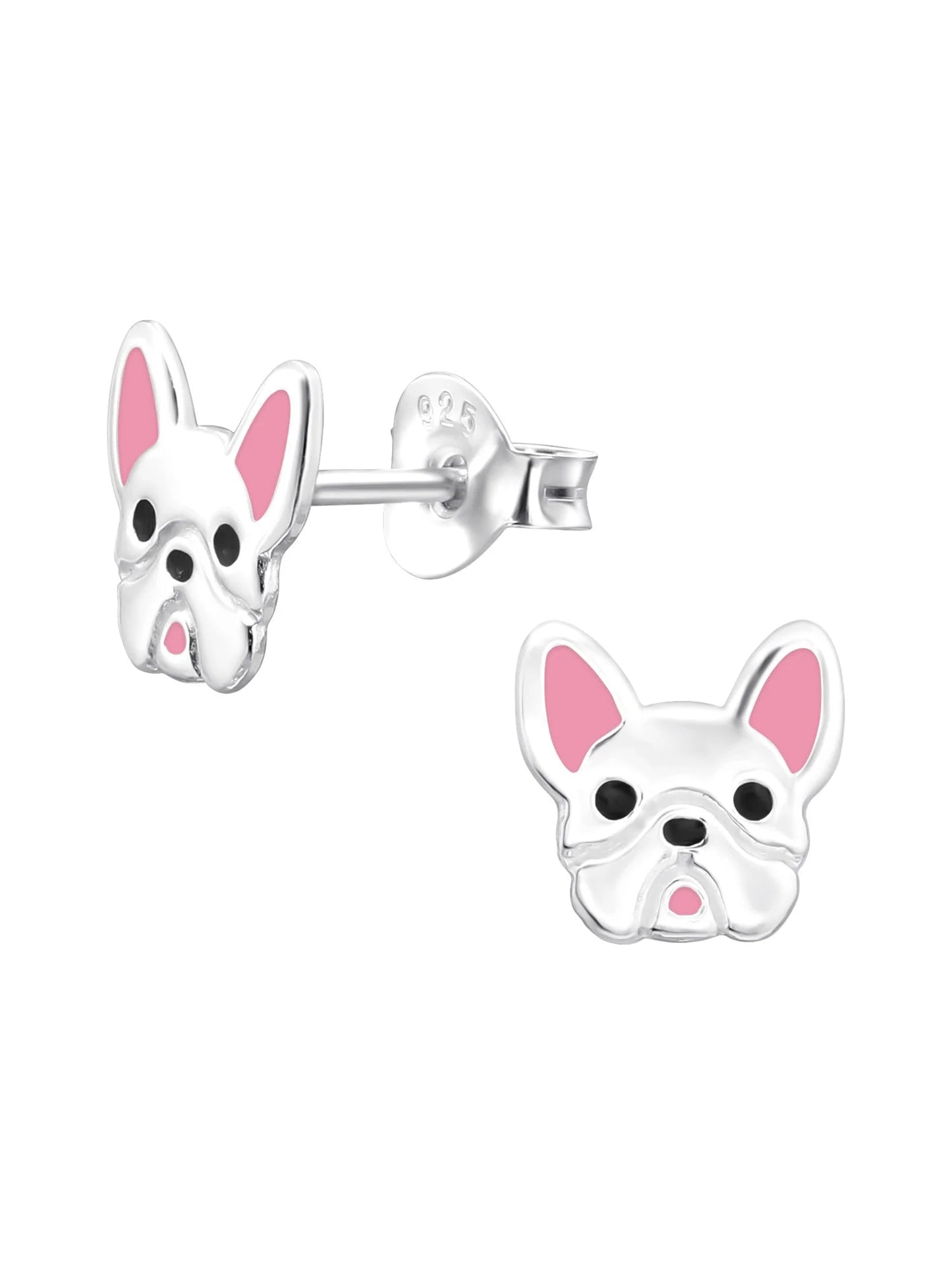 Silver French Bulldog Stud Earrings