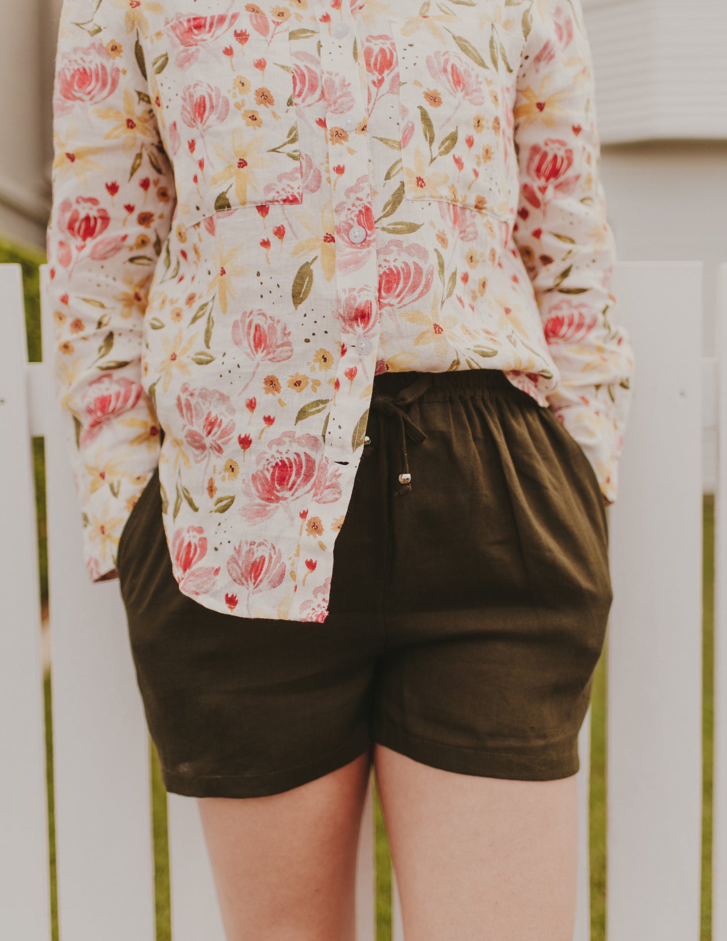 Jarrah Green Linen Shorts