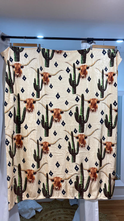 Cactus Cow Blanket