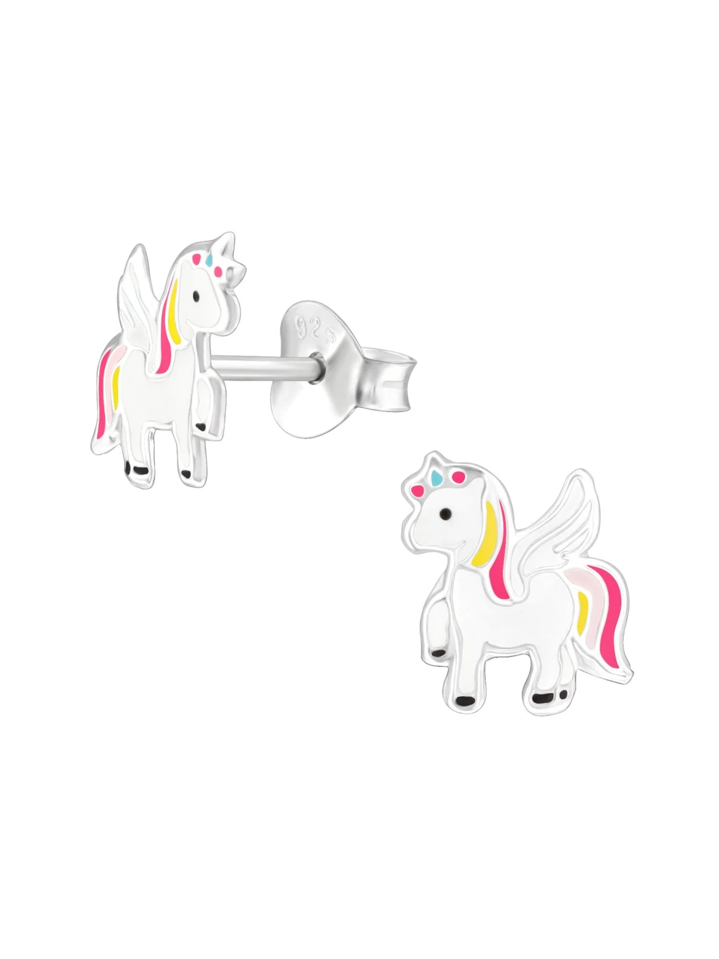 Silver Unicorn Stud Earrings