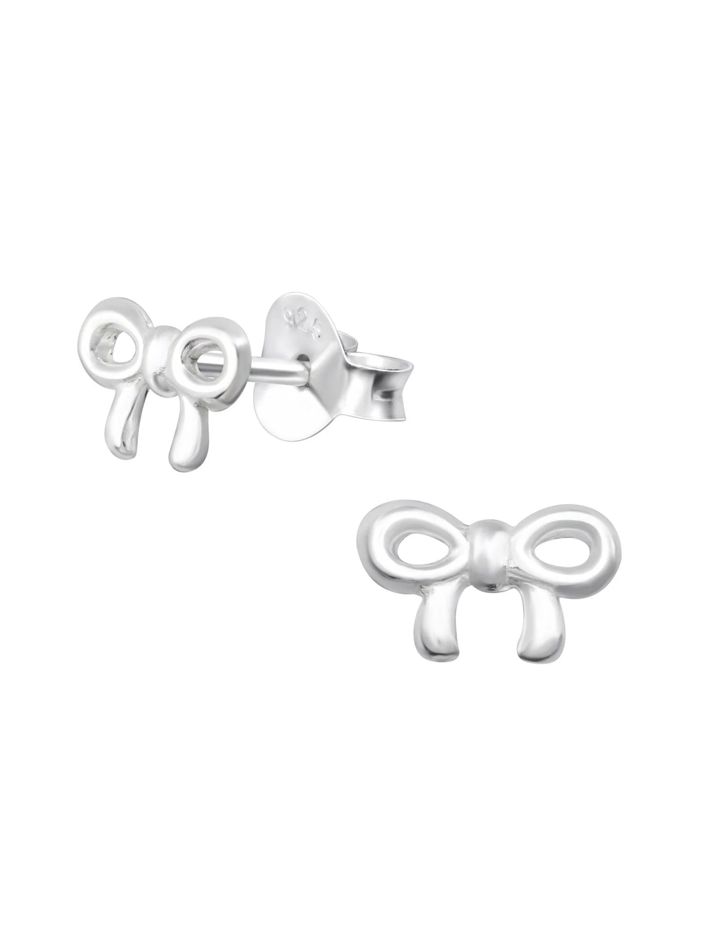 Silver Bow Stud Earrings