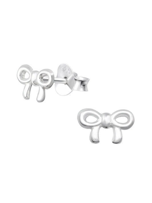 Silver Bow Stud Earrings