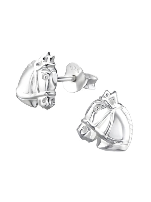 Silver Horse Head Stud Earrings