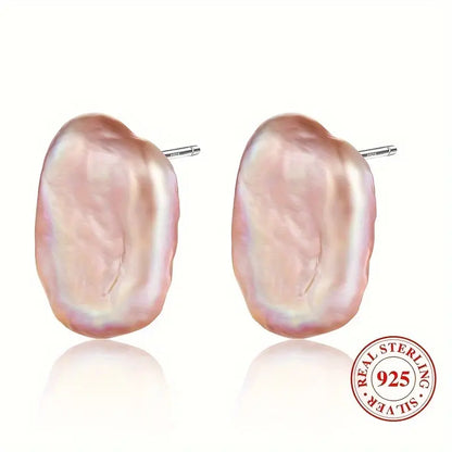 Pink Pearl Rectangle Earrings