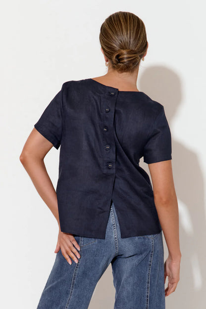 Kita Button Up Back Linen Shirt