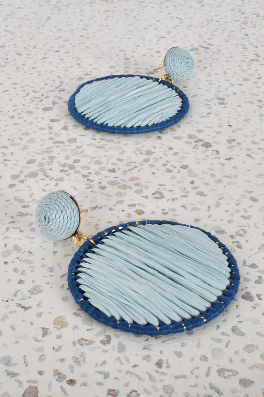 CONTRAST COLOUR WOVEN DROP EARRINGS (BLUE/MULTI)