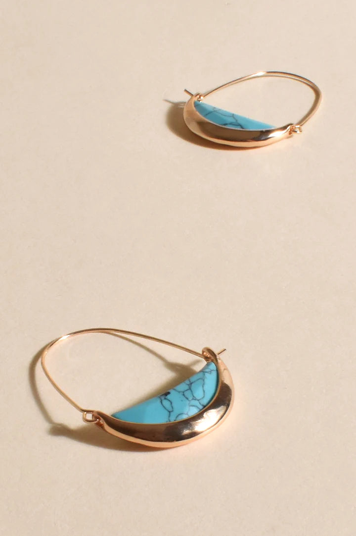 DREAMER STONE CRESCENT EARRINGS (TURQ)