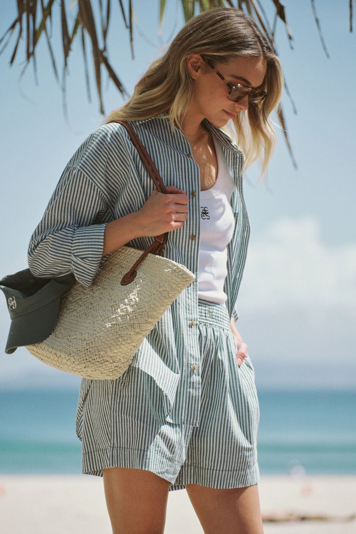 Oversized Shirt- Green Striped