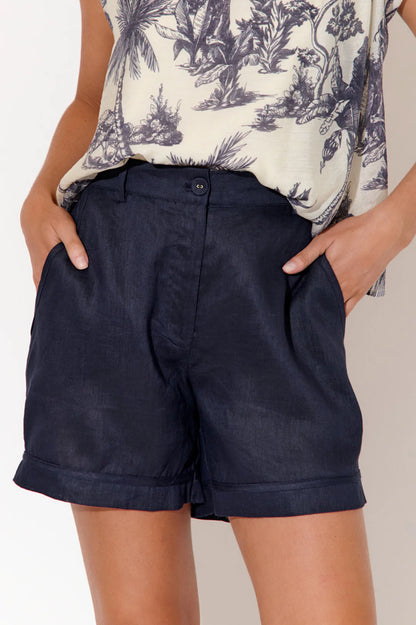 Haven Linen Shorts - Navy