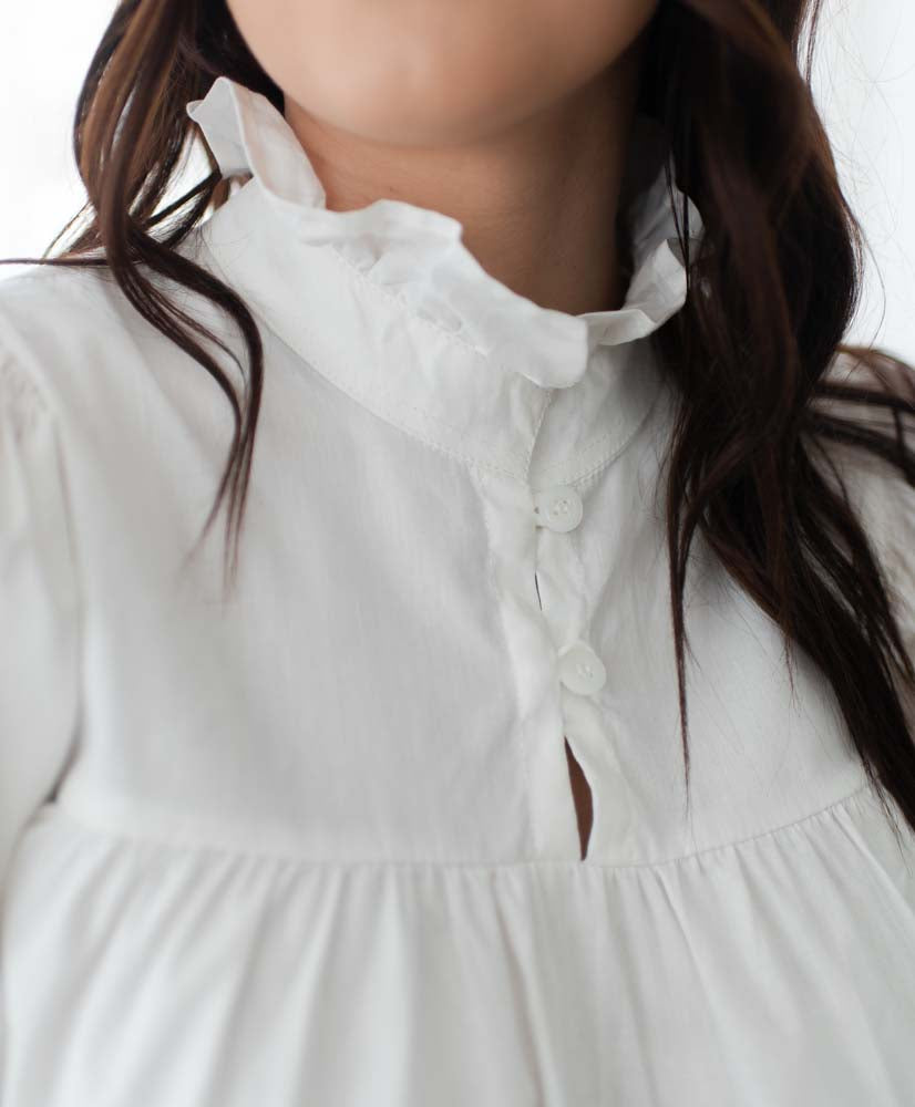 Clermont Frill Top - White