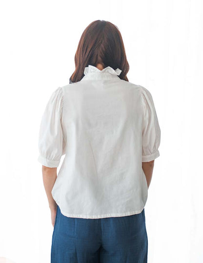 Clermont Frill Top - White