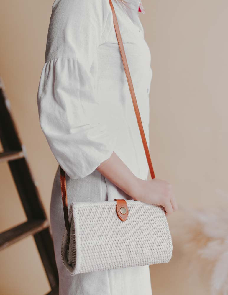 White Woven Clutch