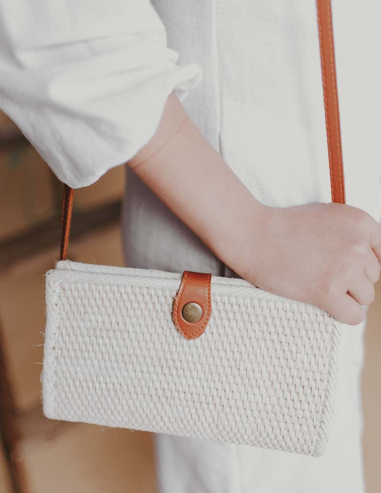 White Woven Clutch