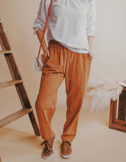 Comet Linen Pants - Tawny Brown