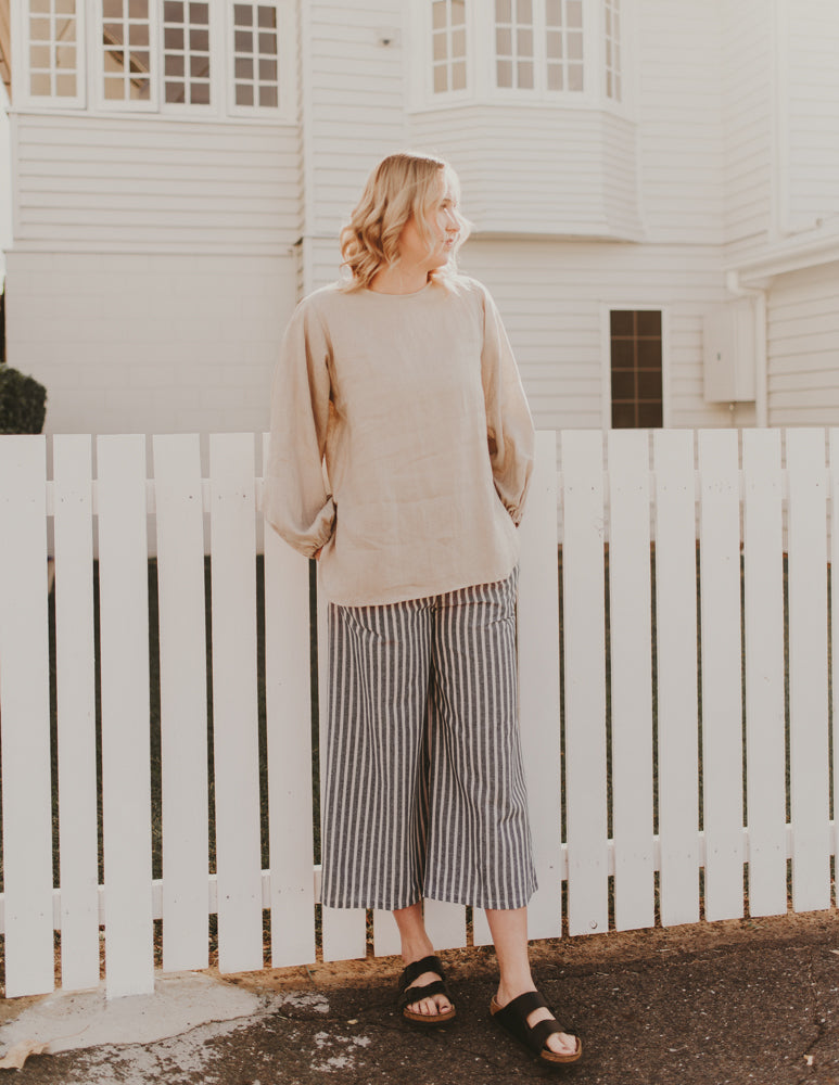 Puglia Linen Pants - Navy Stripe