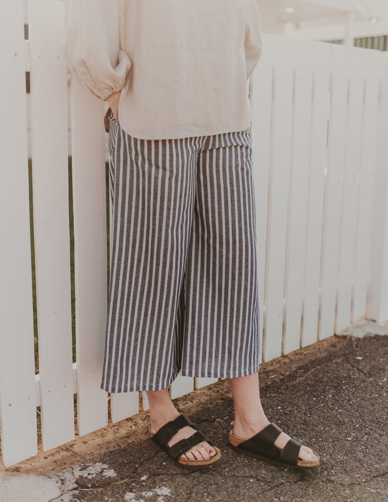 Puglia Linen Pants - Navy Stripe