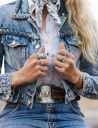 Braided denim jacket