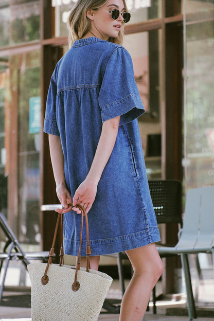 Half Placket Tunic Dress