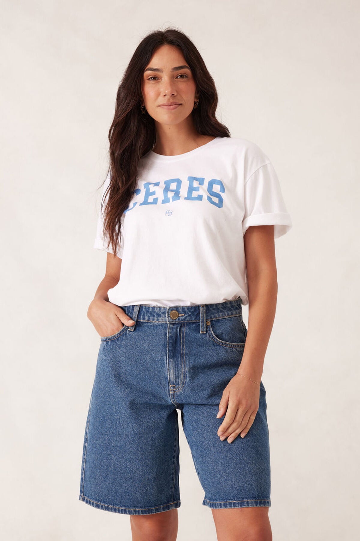 Slouchy Split Hem Tee- Blue