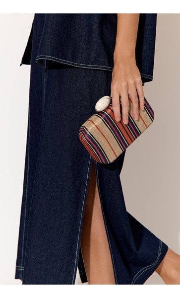 Ellery Resin Clasp Woven Structured Clutch