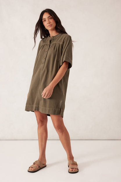 Half Placket Tunic Dress