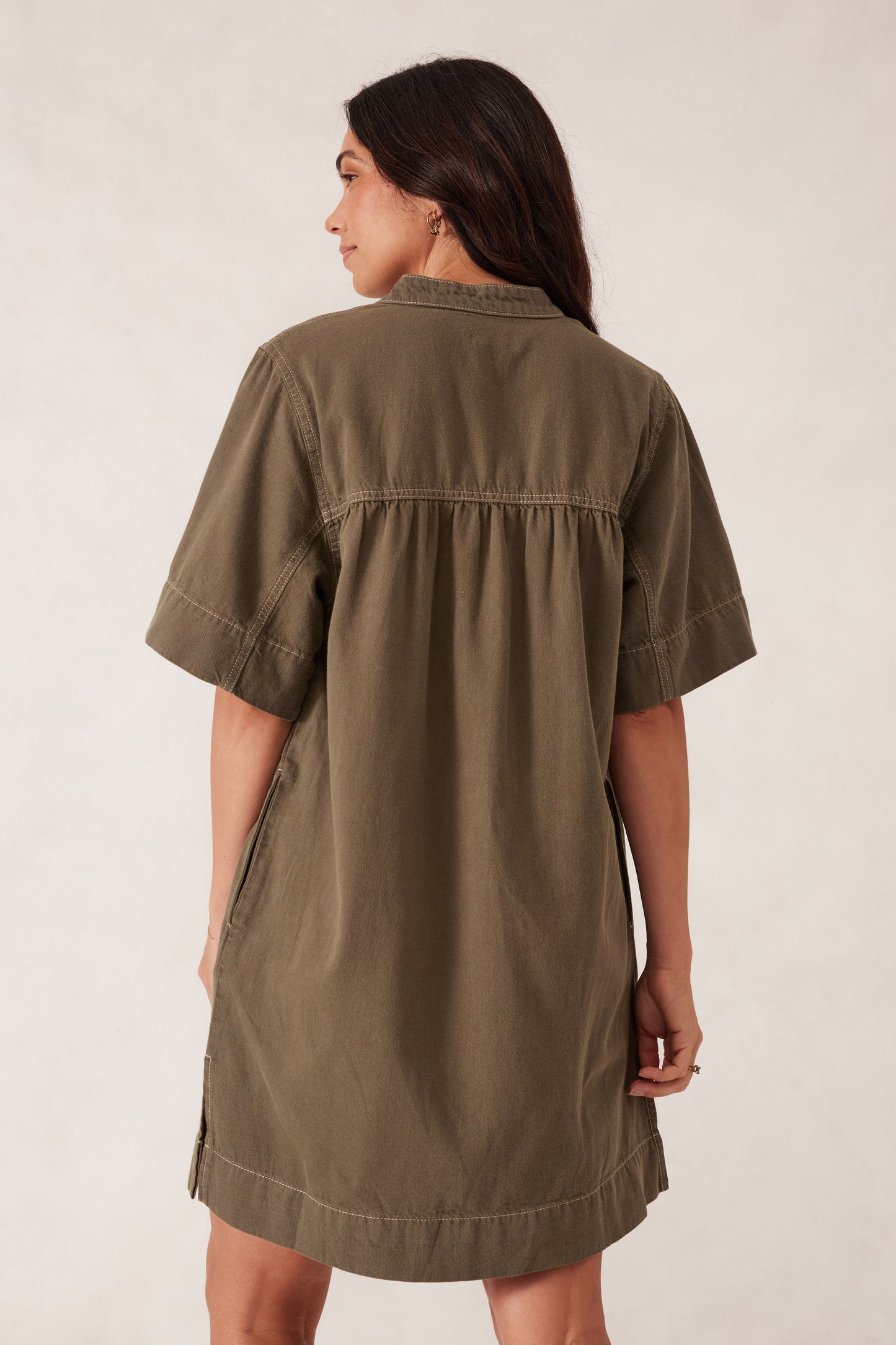 Half Placket Tunic Dress