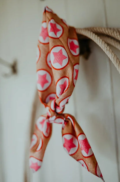 Brown and Pink Star Scarf