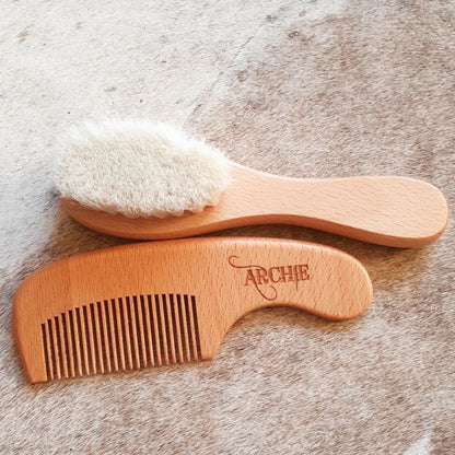 Baby Cowhide Brush + Comb Set