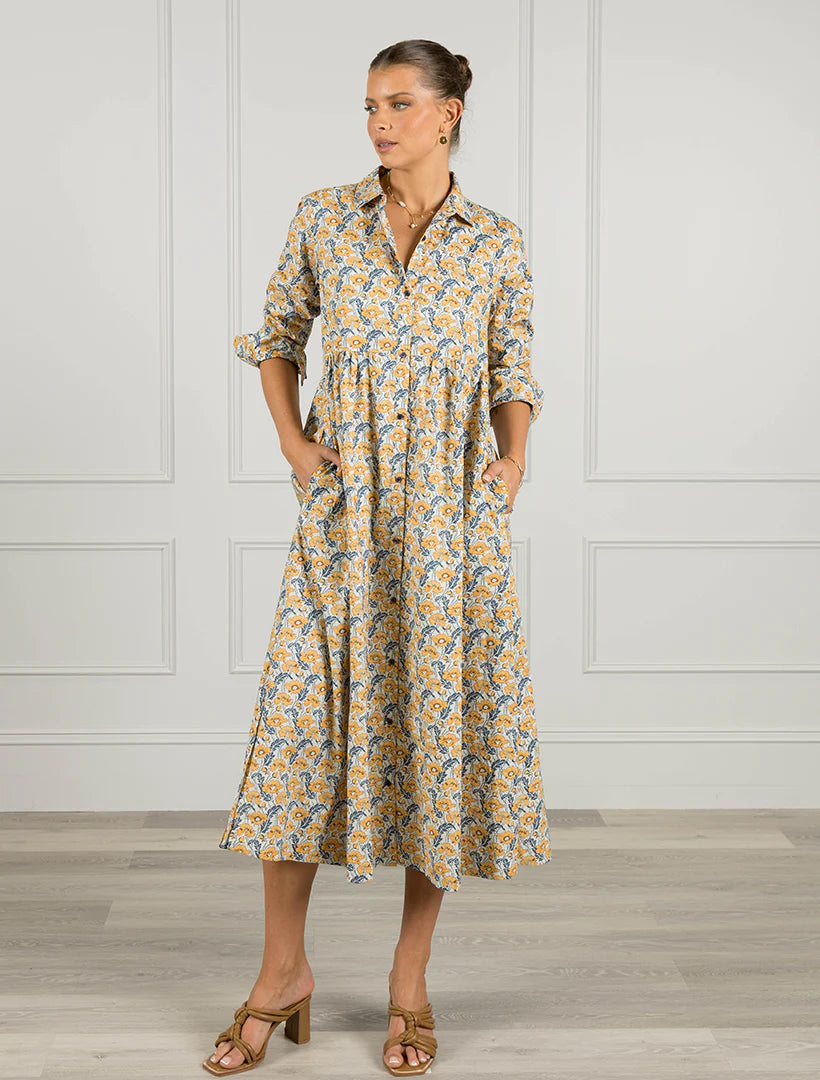 Yellow Poppy Shirt Dress