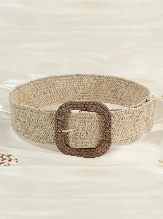 Sandy Tan Straw Belt