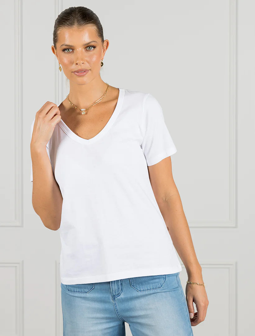 Claire V Neck Tee White