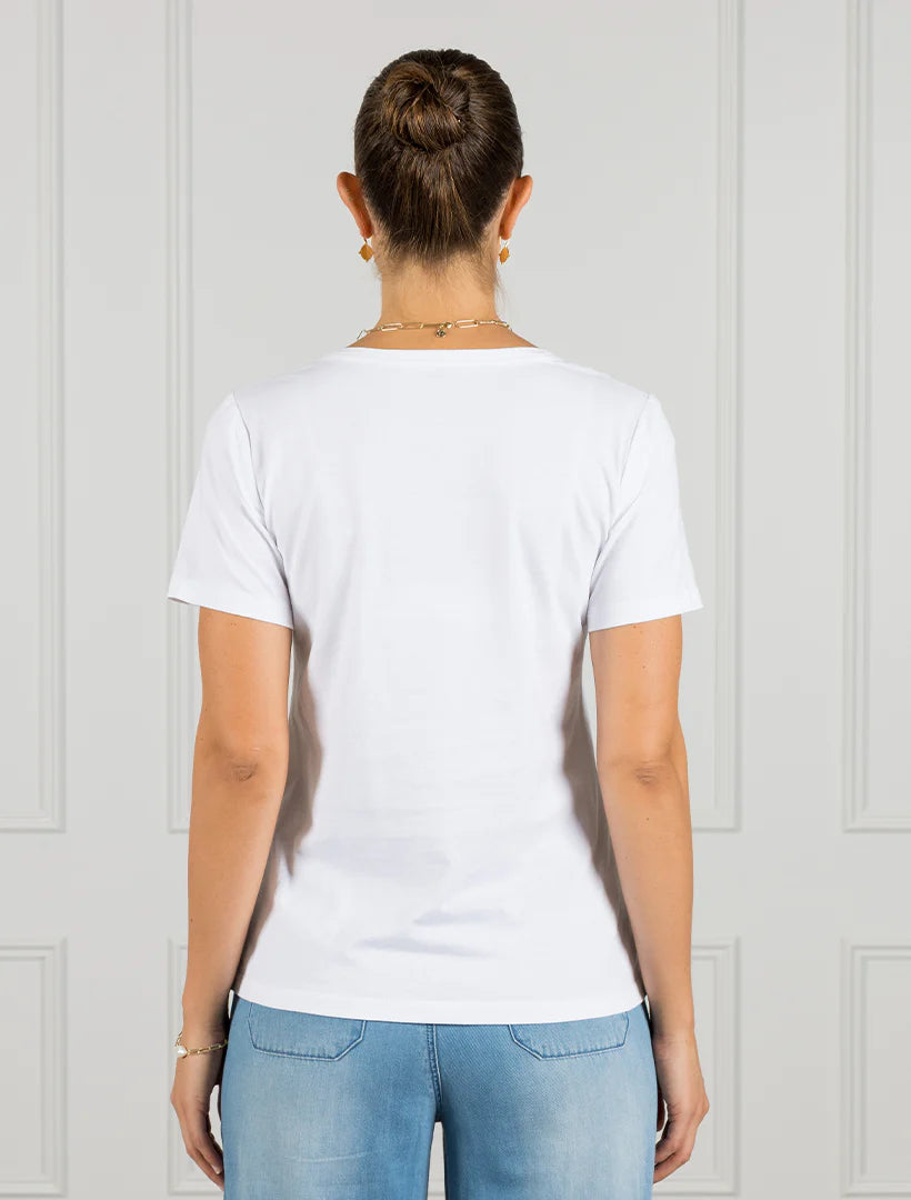 Claire V Neck Tee White