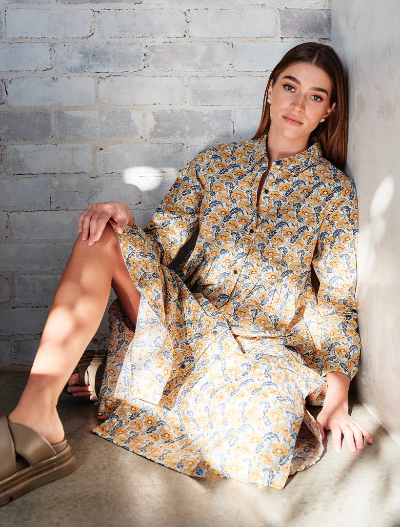 Yellow Poppy Shirt Dress