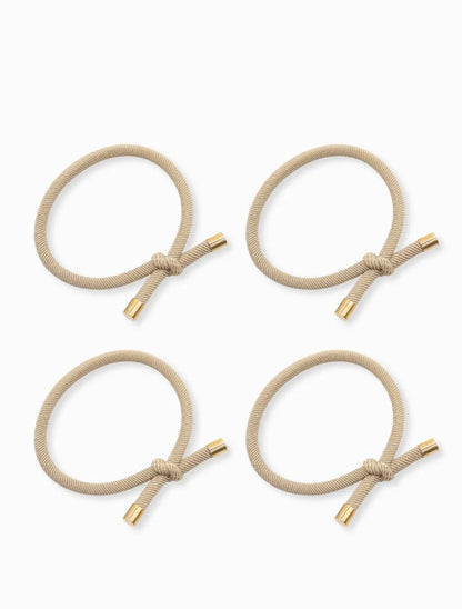 Sand Gold Tip Hair Ties Pack of 4