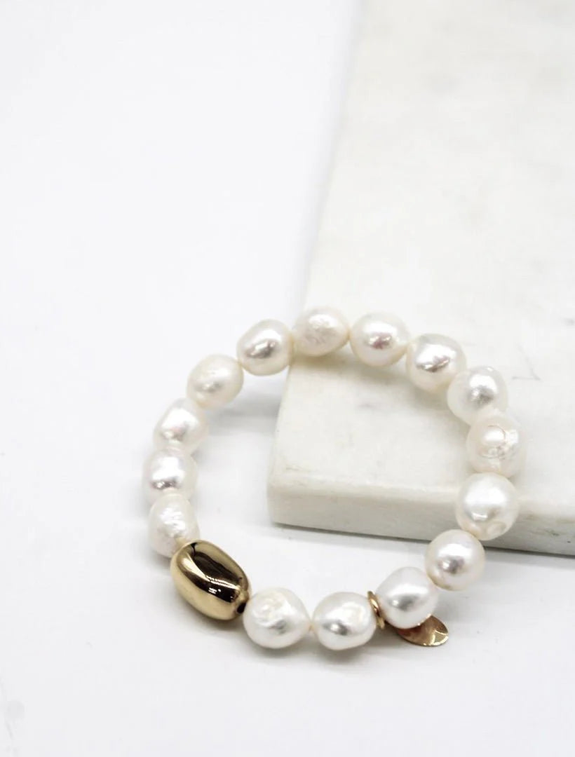 Pearl Bracelet Gold Bean