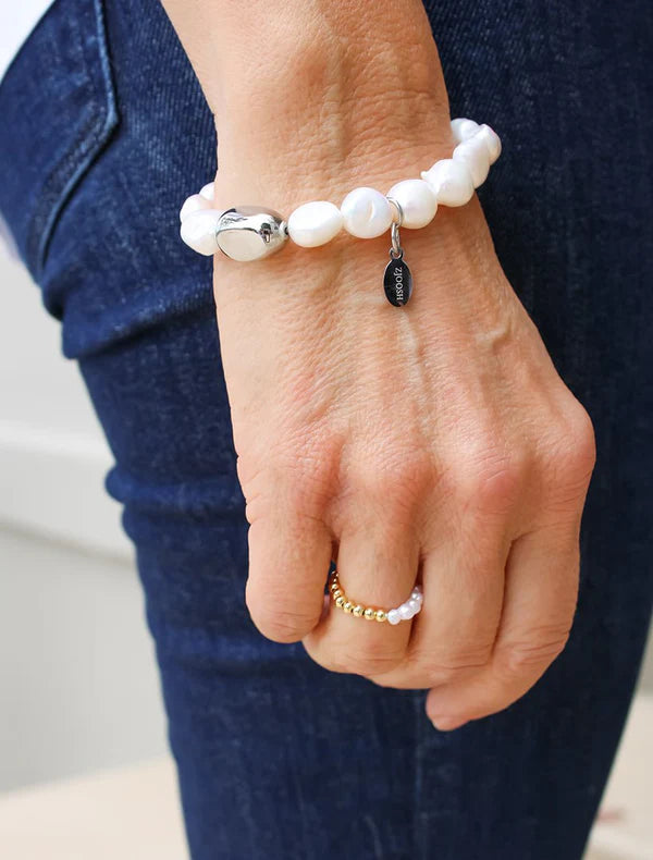 Pearl Bracelet Silver Bean