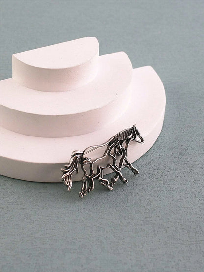 Hollow Out Horse Design Brooch